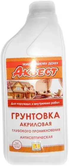 Аквест Standart А 1 грунт акриловый антисептический глубокого проникновения (1 кг)