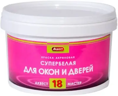 Аквест Мастер А 18 эмаль акриловая для окон и дверей (1.2 кг) супербелая