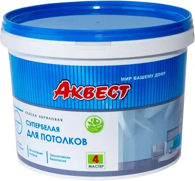 Аквест Мастер А 4 краска акриловая для потолков (1.4 кг) супербелая