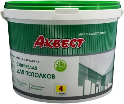 Аквест Standart А 4 краска акриловая для потолков (25 кг) супербелая