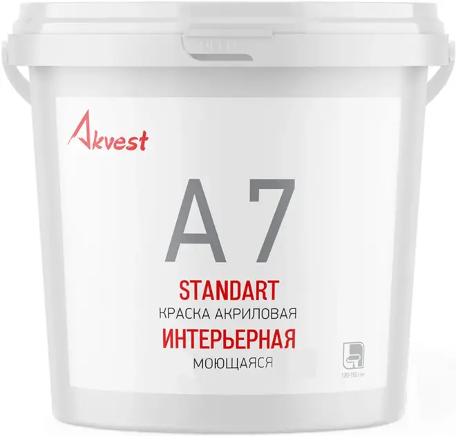 Аквест Standart А 7 краска акриловая интерьерная моющаяся (3 кг) супербелая