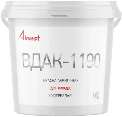 Аквест ВДАК-1190 краска акриловая для фасадов супербелая (45 кг) супербелая