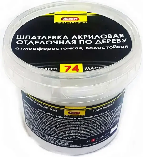 Аквест Мастер А 74 шпатлевка отделочная по дереву (500 г) белая