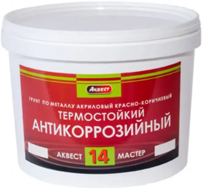 Аквест А 14 грунт по металлу акриловый термостойкий антикоррозионный (13 кг) красно-коричневый