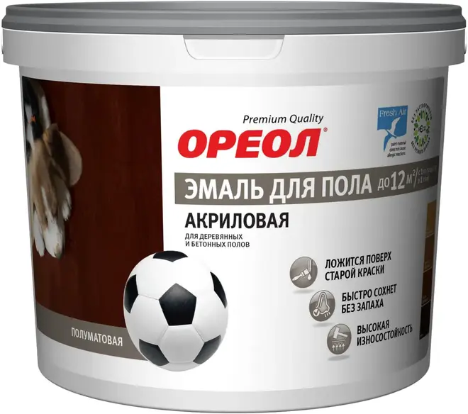 Ореол Premium Quality эмаль акриловая для деревянных и бетонных полов (900 г) венге