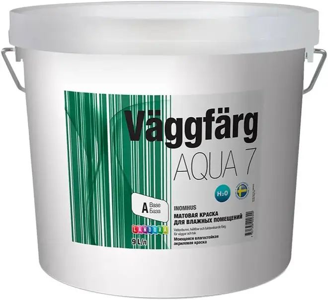 Landora Vaggfarg 7 Aqua краска для влажных помещений (9 л) белая