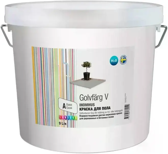 Landora Golvfarg V Inomhus водорастворимая уретан-акриловая краска для пола (9 л) белая