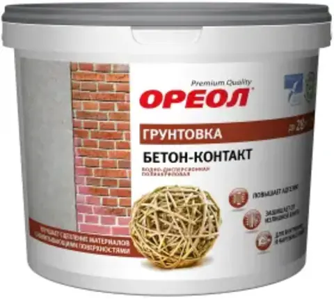 Ореол Premium Quality Бетон-контакт грунтовка водно-дисперсионная полиакриловая (3 кг) розовая