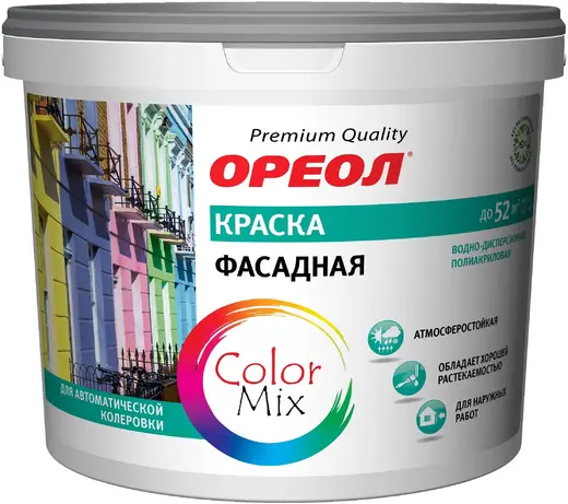 Ореол Premium Quality Color Mix краска фасадная водно-дисперсионная полиакриловая (11.6 кг) бесцветная