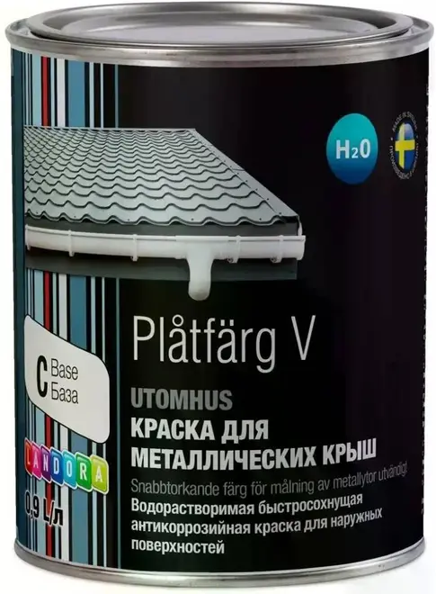 Landora Platfarg V Inomhus водорастворимая краска для металлических крыш (900 мл) бесцветная