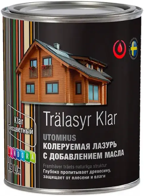 Landora Tralasyr Klar Utomhus колеруемая лазурь с добавлением масла (900 мл)