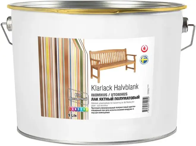 Landora Klarlack Halvblank Inomhus/Utomhus лак яхтный уретан-алкидный универсальный (9 л) полуматовый