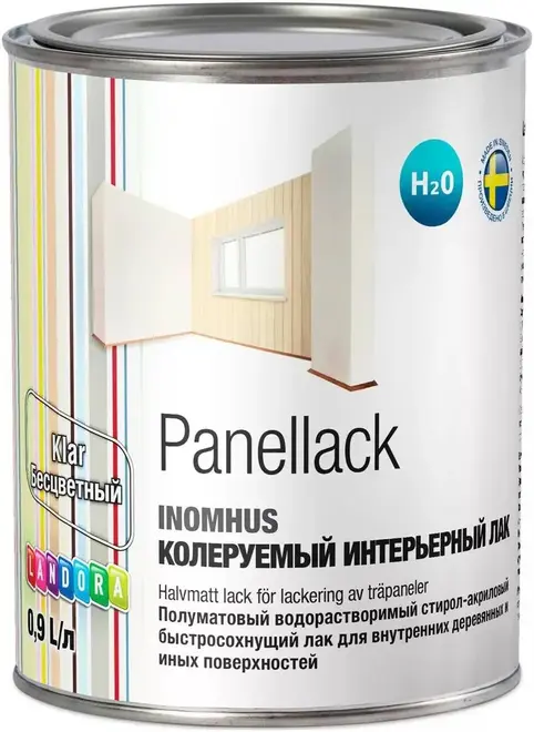 Landora Panellack Klar Inomhus водорастворимый стирол-акриловый интерьерный лак (900 мл) полуматовый