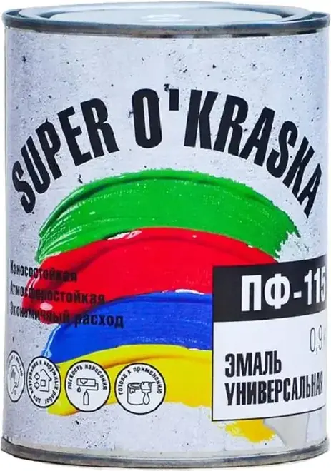 Super Okraska ПФ-115 эмаль универсальная (900 г) черная глянцевая