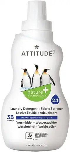 Attitude Laundry Detergent+Faric Softener Mountain Essential жидкость для стирки и смягчитель белья 2 в 1 (1.05 л)