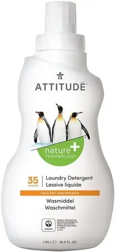 Attitude Laundry Detergent Lessive Liquide Citrus Zest жидкость для стирки гипоаллергенная (1.05 л)