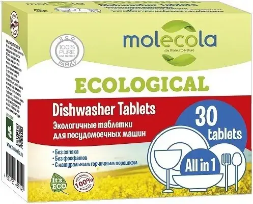 Molecola Ecological Dishwasher Tablets экологичные таблетки для посудомоечных машин (30 таблеток)