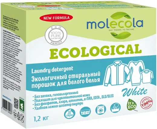 Molecola Ecological Laundry Detergent White экологичный стиральный порошок для белого белья (1.2 кг)