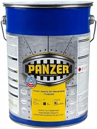 Panzer Жидкая Броня для Металла грунт-эмаль по ржавчине 3 в 1 гладкая (5 кг) белая