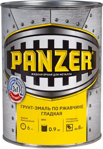 Panzer Жидкая Броня для Металла грунт-эмаль по ржавчине 3 в 1 гладкая (900 г) желтая