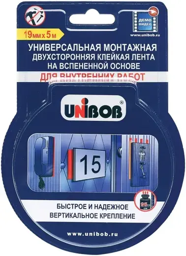 Unibob лента клейкая двухсторонняя для внутренних работ (19*5 м)