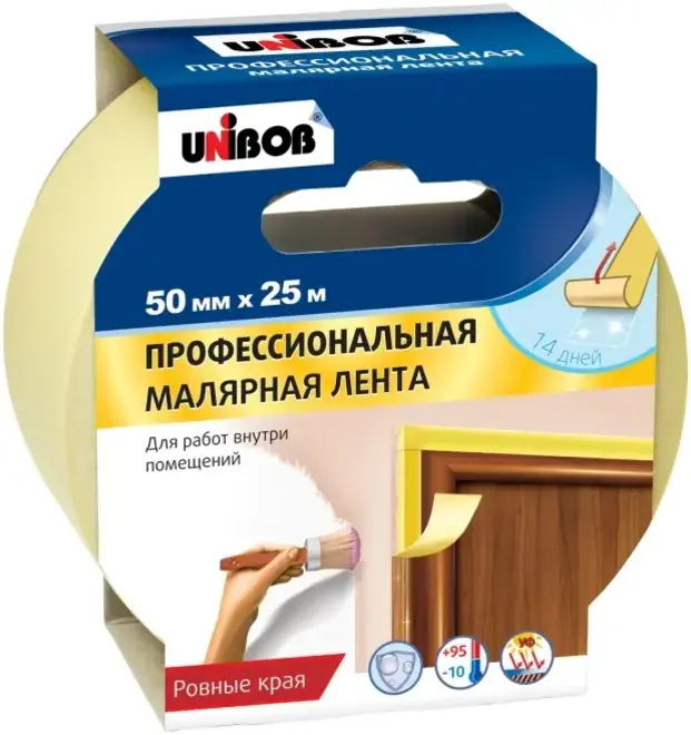 Unibob Профи малярная клейкая лента профессиональная (50*25 м) №89343