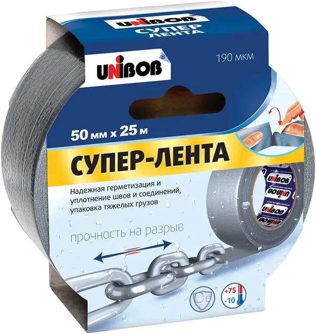 Unibob супер-лента армированная клейкая (50*25 м) №44265