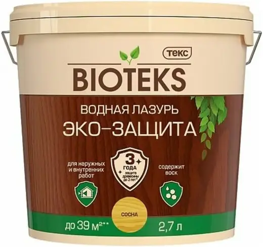 Текс Bioteks Эко-Защита водная лазурь (2.7 л) сосна