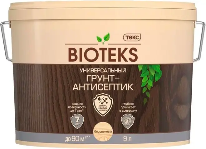 Текс Bioteks универсальный грунт-антисептик (9 л) бесцветный