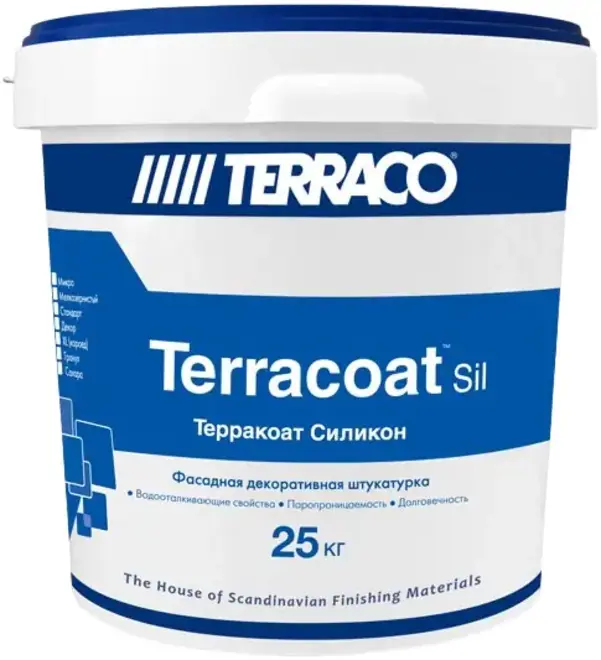 Terraco Terracoat Micro (G) Sil штукатурка фасадная декоративная на силиконовой основе (25 кг) белая