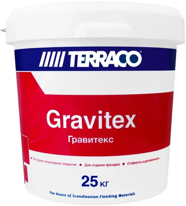 Terraco Gravitex Fine штукатурка-декор экономичная фасадная на акриловой основе (25 кг) белая