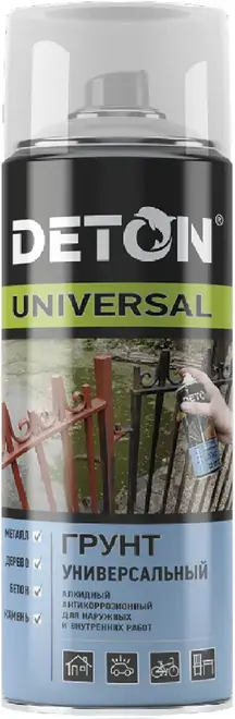 Deton Universal грунт универсальный алкидный антикоррозионный (520 мл) светло-серый