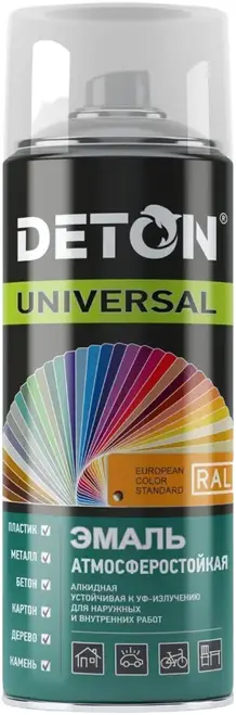 Deton Universal эмаль атмосферостойкая алкидная устойчивая к УФ-излучению (520 мл) графитовая RAL 7043
