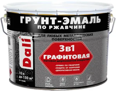 Dali Графитовая грунт-эмаль по ржавчине 3 в 1 (10 л) зеленая