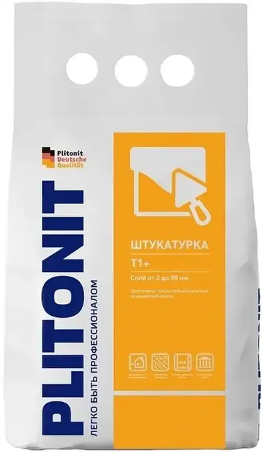 Плитонит Т1+ штукатурка толстослойная усиленная на цементной основе (4 кг) серая до 0.63 мм
