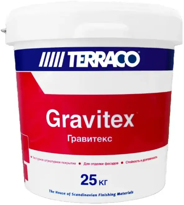 Terraco Gravitex Standard штукатурка-декор экономичная фасадная на акриловой основе (25 кг) белая