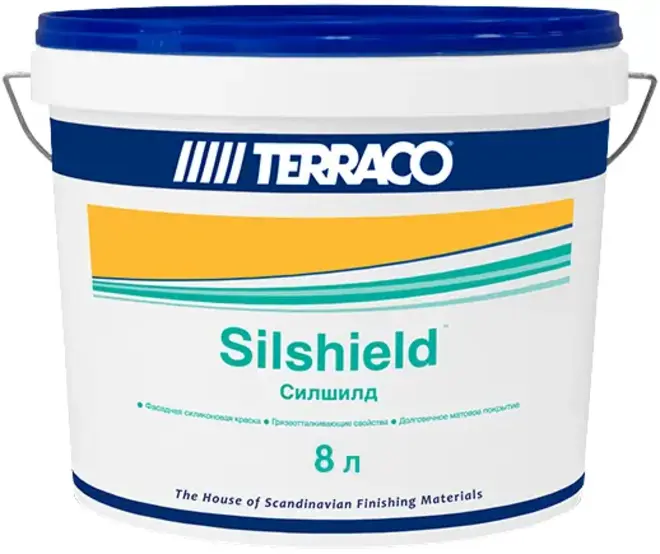 Terraco Silshield краска силиконовая для фасадных работ (8 л) база Medium гладкая