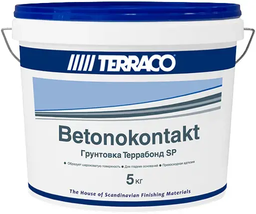 Terraco Бетон-контакт грунтовка адгезионная для слабо впитывающих оснований (5 кг) белая