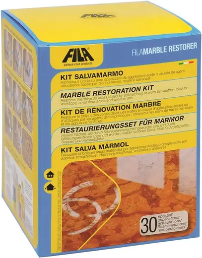 Fila Marble Restorer комплект для восстановления мрамора (1 металлизированная губка + 2 прорезиненные губки + 1 полирующая губка + 1 полироль для мрам