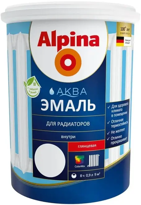 Alpina Linnimax Аква эмаль для радиаторов (900 мл) белая (до +150°С)