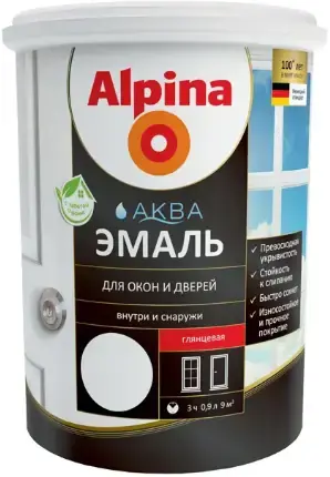 Alpina Аква эмаль для окон и дверей (900 мл) белая