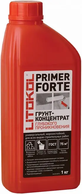 Литокол Primer Forte грунт-концентрат глубокого проникновения (1 кг) белый