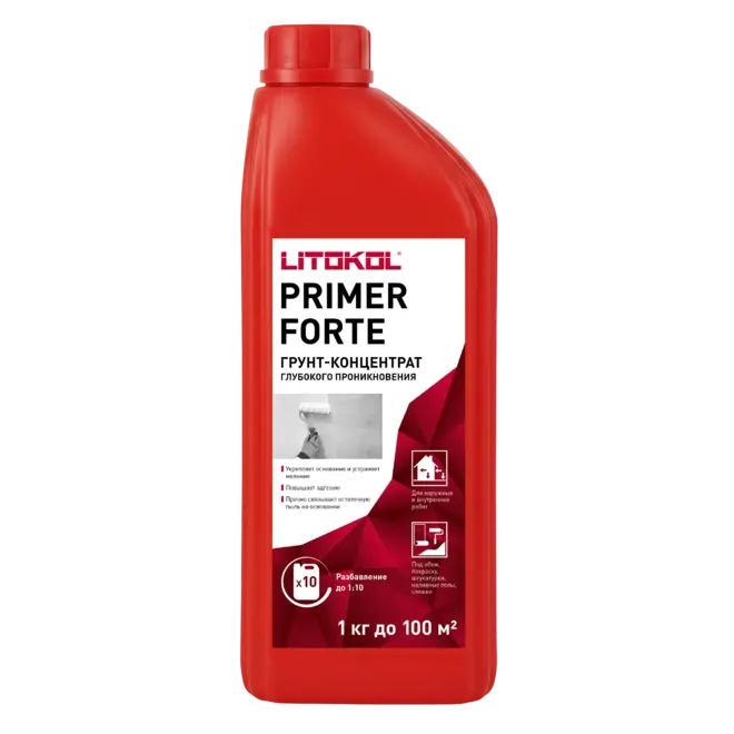 Литокол Primer Forte грунт-концентрат глубокого проникновения (1 кг) белый