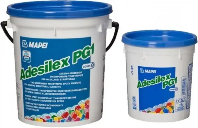 Mapei Adesilex PG1 2-комп тиксотропный клей (2 кг (1 ведро (компонент А) * 1.5 кг + 1 банка (компонент В) * 0.5 кг)