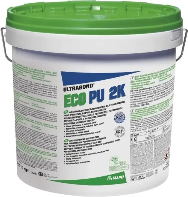 Mapei Ultrabond Eco PU 2K 2-комп тиксотропный полиуретановый клей (10 кг (1 ведро * 8.8 кг + 1 ведро * 1.2 кг) белый (компонент А), темный (компонент