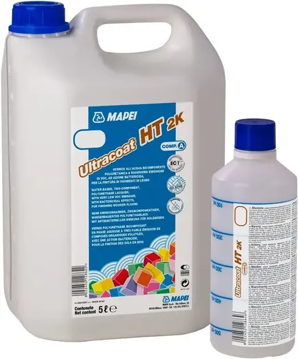 Mapei Ultracoat HT 2K 2-комп полиуретановый лак на водной основе (11 л (2х5 л + 2х500 мл)