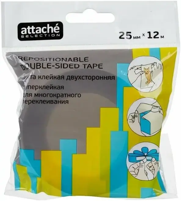 Attache Selection Repositionable Double-Sided Tape лента клейкая двухсторонняя (25*12 м) №385954