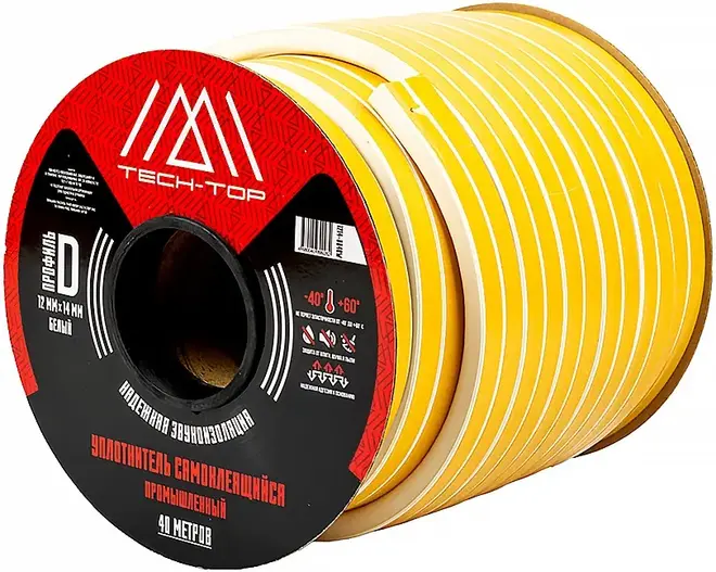 Tech-Top уплотнитель самоклеящийся промышленный (12*40 м) №1214-0040W