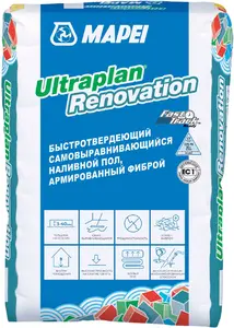 Mapei Ultraplan Renovation самовыравнивающийся наливной пол армированный фиброй (23 кг)