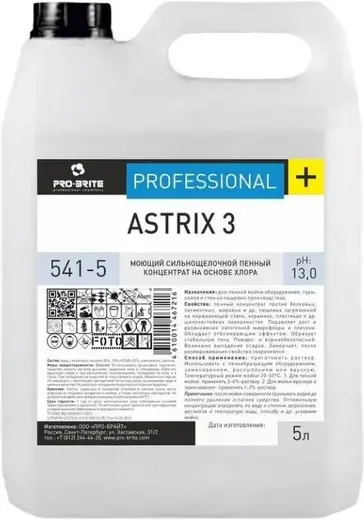 Pro-Brite Astrix 3 моющий сильнощелочной пенный концентрат на основе хлора (5 л)